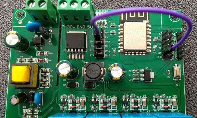 ESP12F Relay X4 board with Relay1 connected to GPIO15