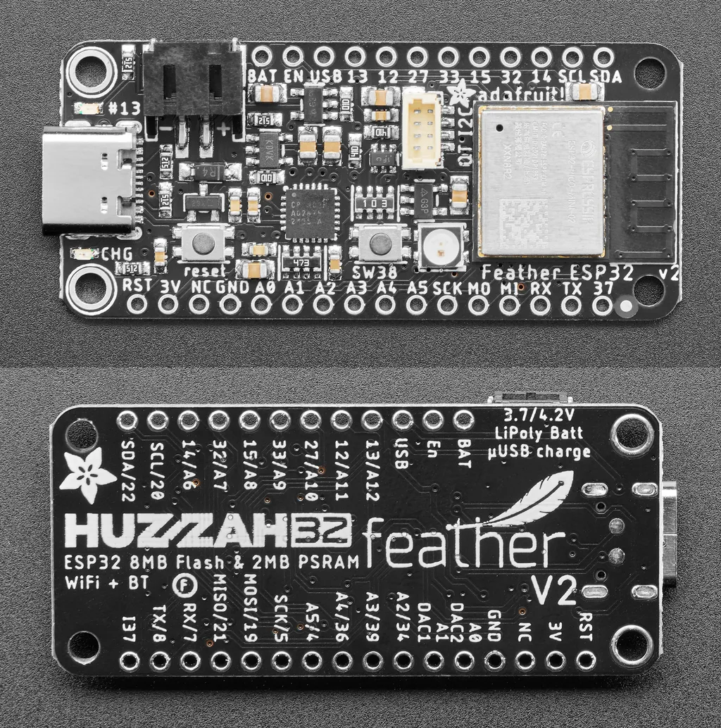 Adafruit HUZZAH32v2 Front and Back