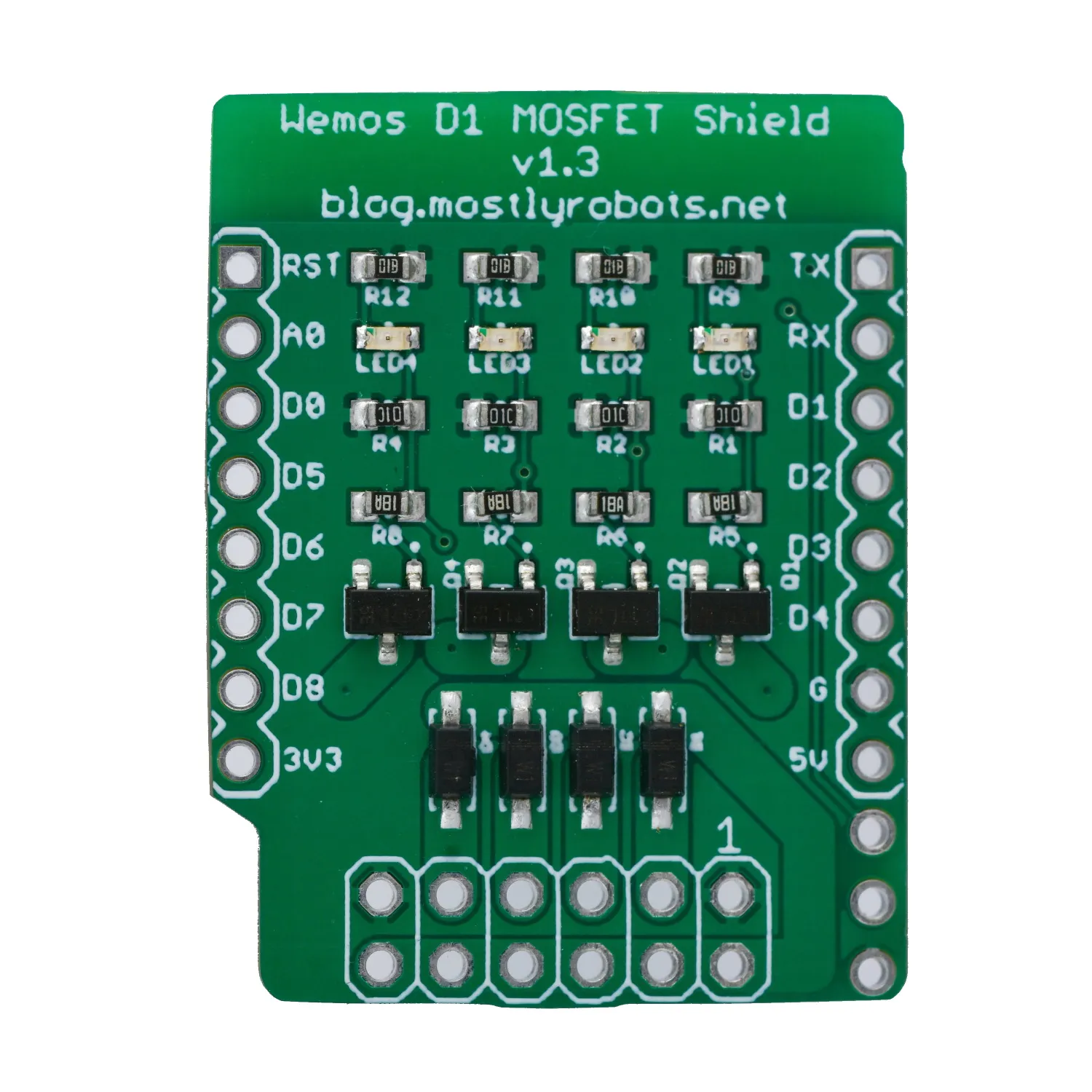 Mostly Robots Wemos D1 4 Channel MOSFET Shield