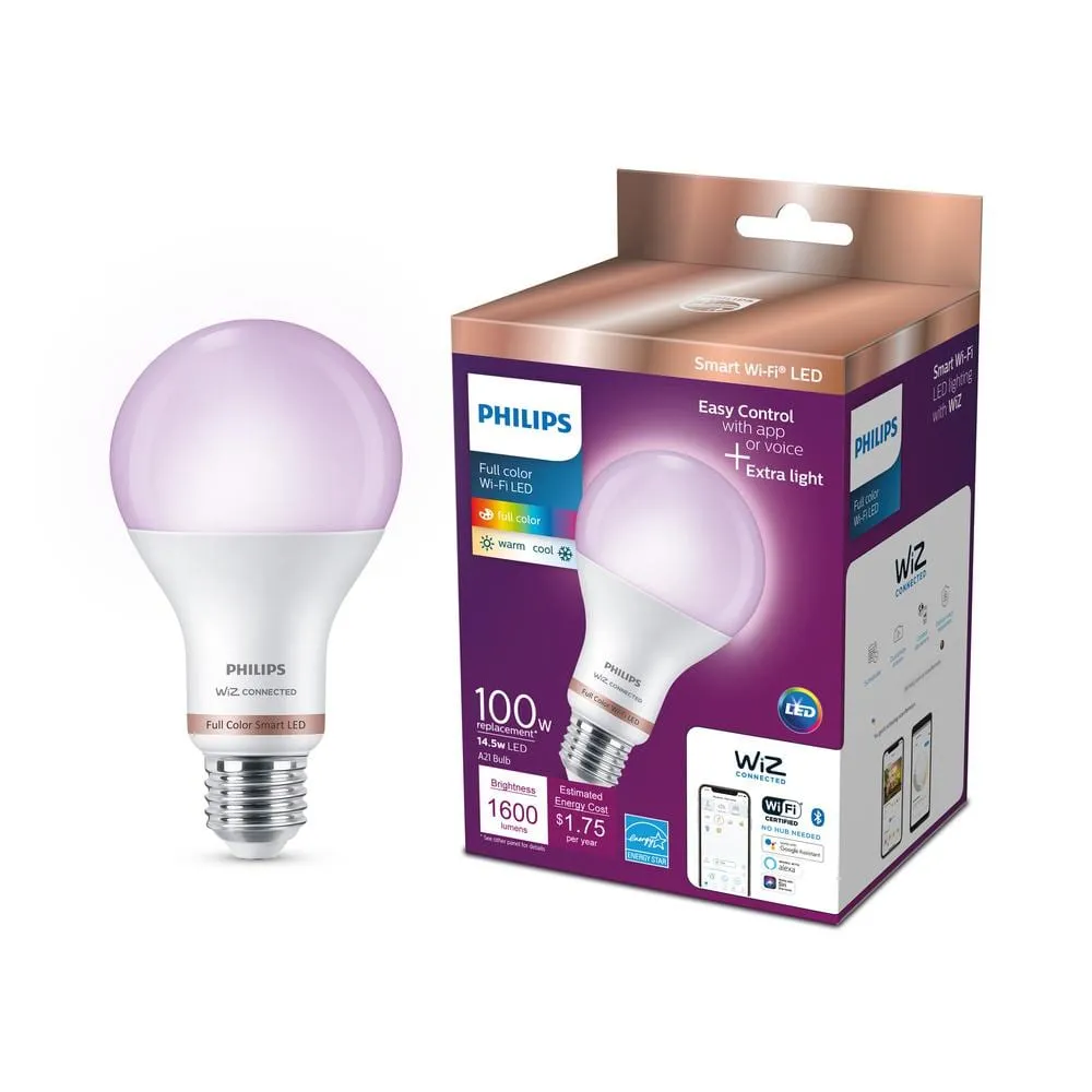 Phillips Wiz A19 8.8W 800lm RGBCCT Bulb