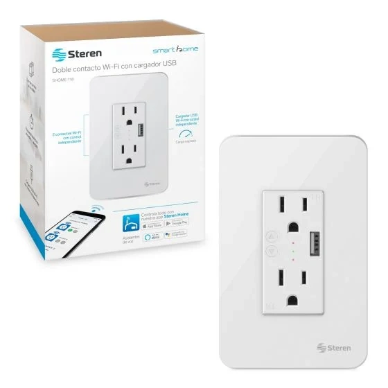 Steren Dual Plug and USB Charger Wall Outlet (SHOME-118)